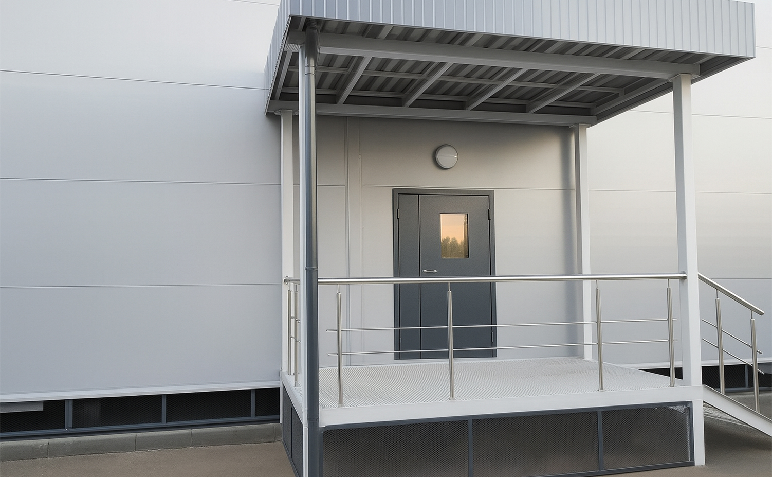 Двухэтажное здание раздевалки - фото