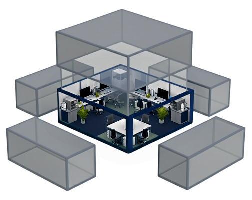 Модульный трехэтажный офис